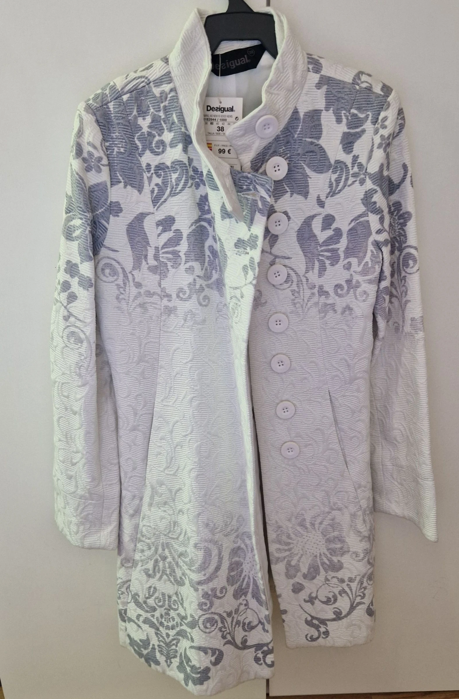Desigual floral print coat grey white NEW M – photo 5